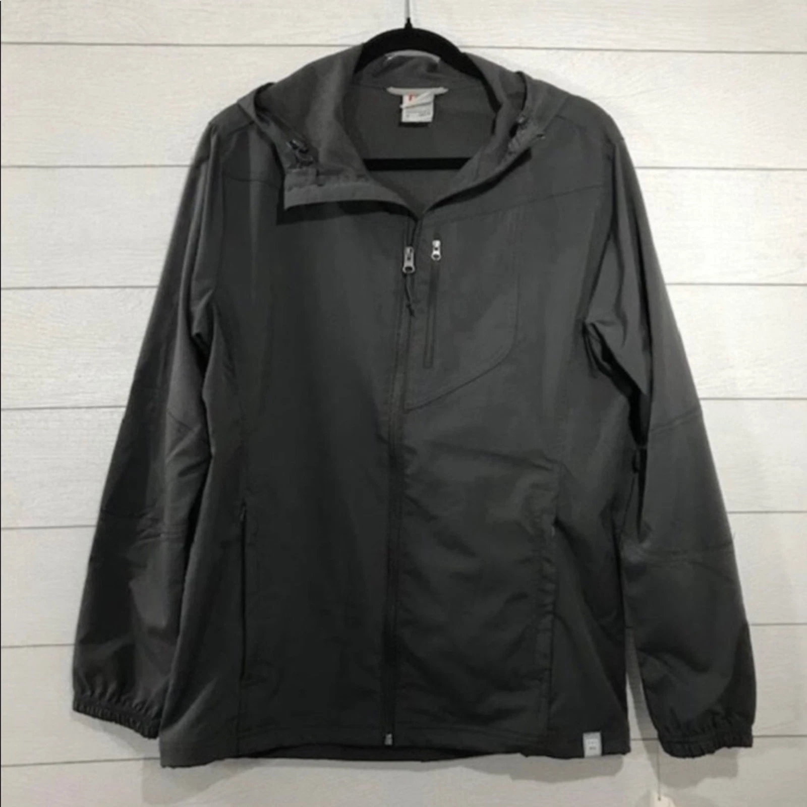Avalanche Gray Hooded Windbreaker Jacket Medium NWT