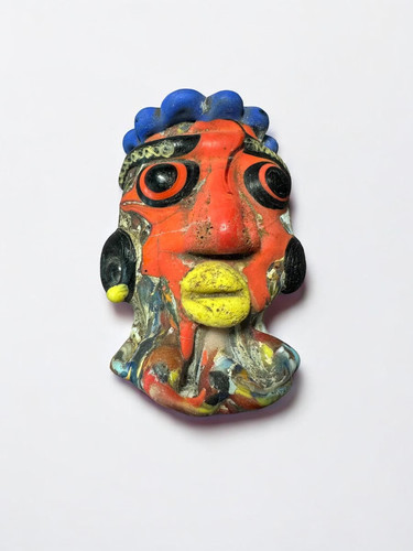 Ancient Style Roman Mosaic Glass Face Amulet Pendant - Phoenician Artifact(P101