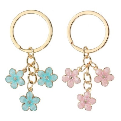 Für Charm Schlüssel Blume Kirschbaum Emaille süß Schlüsselanhänger rosa/blau