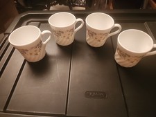 CORNING Corelle ORCHARD ROSE Swirl Pattern Coffee Tea Mugs Cups Set of 4