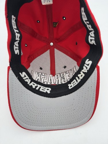 Starter Nebraska Cornhuskers NCAA Red Hat Cap Logo Spellout Vintage 7 3/4 - Picture 6 of 11