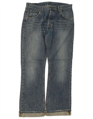 Lee Damen Denver Distressed Bootcut Jeans W36 L31 Blau Baumwolle CC10