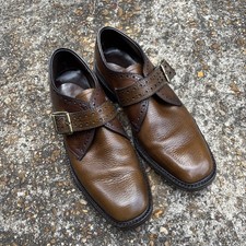 Men's VTG 70s Brown Monk Strap Loafers Sz 8.5 B 1970s Jarman Shoes Disco