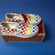 Classic Vans Slip On; CheckerBoard Rainbow; Unisex