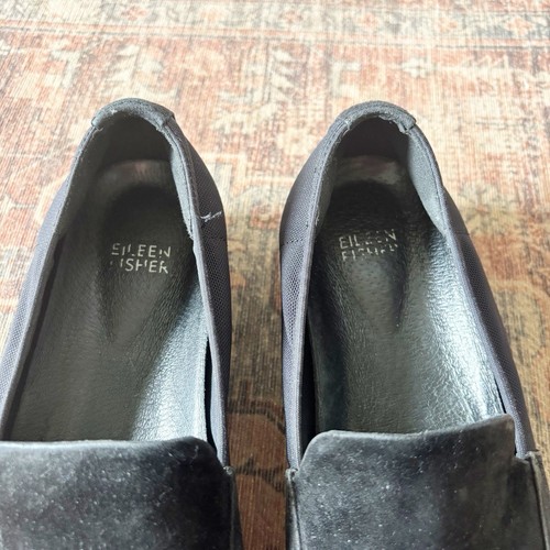 Eileen Fisher Demi Black Velvet Slip On Loafers Size 8.5 Business Attire Basic - Picture 3 of 8