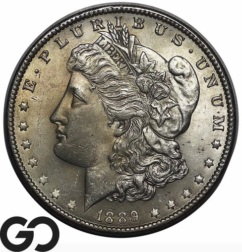 1889 Morgan Silver Dollar Coin, Gem BU++