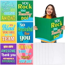 6-Pack Teling Jumbo Thank You Cards with Envelopes for Teachers, Employees