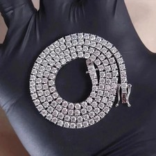 10Ct Round Lab Grown VS-FG Diamond Women's Prong Set Tennis Necklace 925 Silver