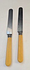 2 VTG Cottage Core Faux Bone Square Handle Bu...