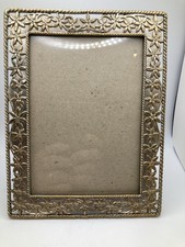 Vintage Ornate Metal Picture Frame Filigree Gold Tone Fits 6.5" 4.5" Photo II B