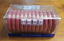 Vintage Plastic Kmart Shower Curtain Rings Burgundy Pack of 12 NEW