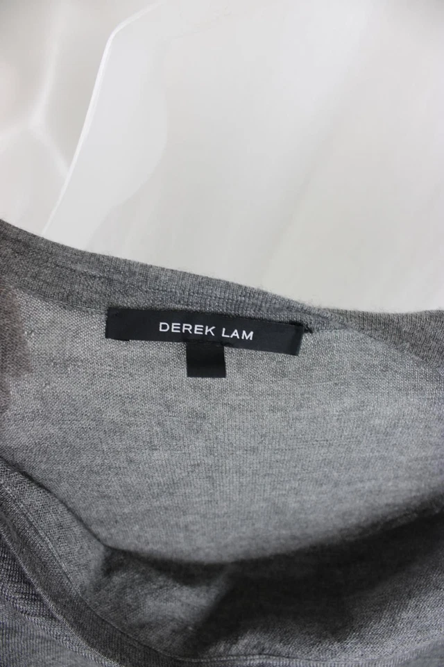 Подлинная серая кашемировая шелковая вязаная рубашка Derek Lam с драпированным вырезом без рукавов размер S - Изображение 3 из 4