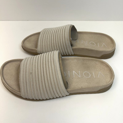 VIONIC Women's Size 7 Evie Knit Slide Sandals Stretch Comfort Arch Support Cream