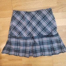 Vtg 90s Y2K First Option Skirt Sz 8 Mini Plaid Pleat Gray Pink Coquette Academia