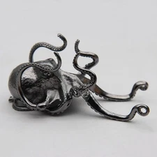 Metal Octopus Cuttlefish Figurines Statue Desk Stand for Phone Bracket Black 
