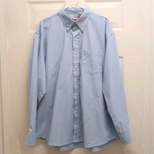IZOD Men's Button Down Shirt Light Blue XL Cotton Preppy Business Workwear