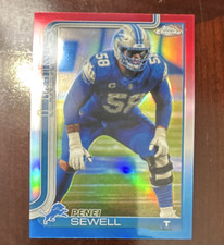 Topps Chrome 2025 Penei Sewell #99 Detroit Lions NFL Red White & Blue