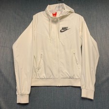 Nike Women's Hoodie Size S White Full Zip Hooded Jacket Sportswear Polyester
