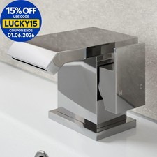Waterfall Basin Mixer Tap Modern Bathroom Mono Sink Square Chrome Single Lever