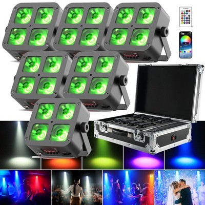 Rechargeable RGBWA+UV 4-LED Par Light with 5200mAh Battery Wireless DJ Uplights