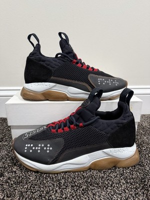 Versace Chain Reaction Black / Red Sneakers Shoes