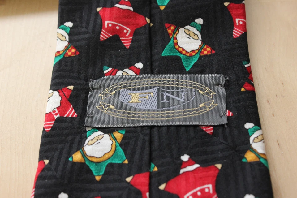 圣诞领带手工圣诞老人雪花 F N 100% 真丝美国 — 第 3/3 张图片