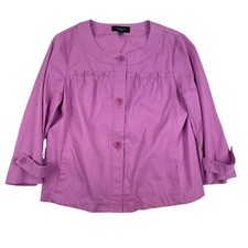 Talbots Jackie Fit Swing Blazer Lightweight Jacket Purple 3 Button 3/4 Sleeve 8