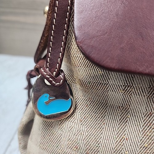 Dooney & Bourke Signature Print Plaid Handbag Purse Shoulder Bag Tassels Charm - Picture 3 of 24