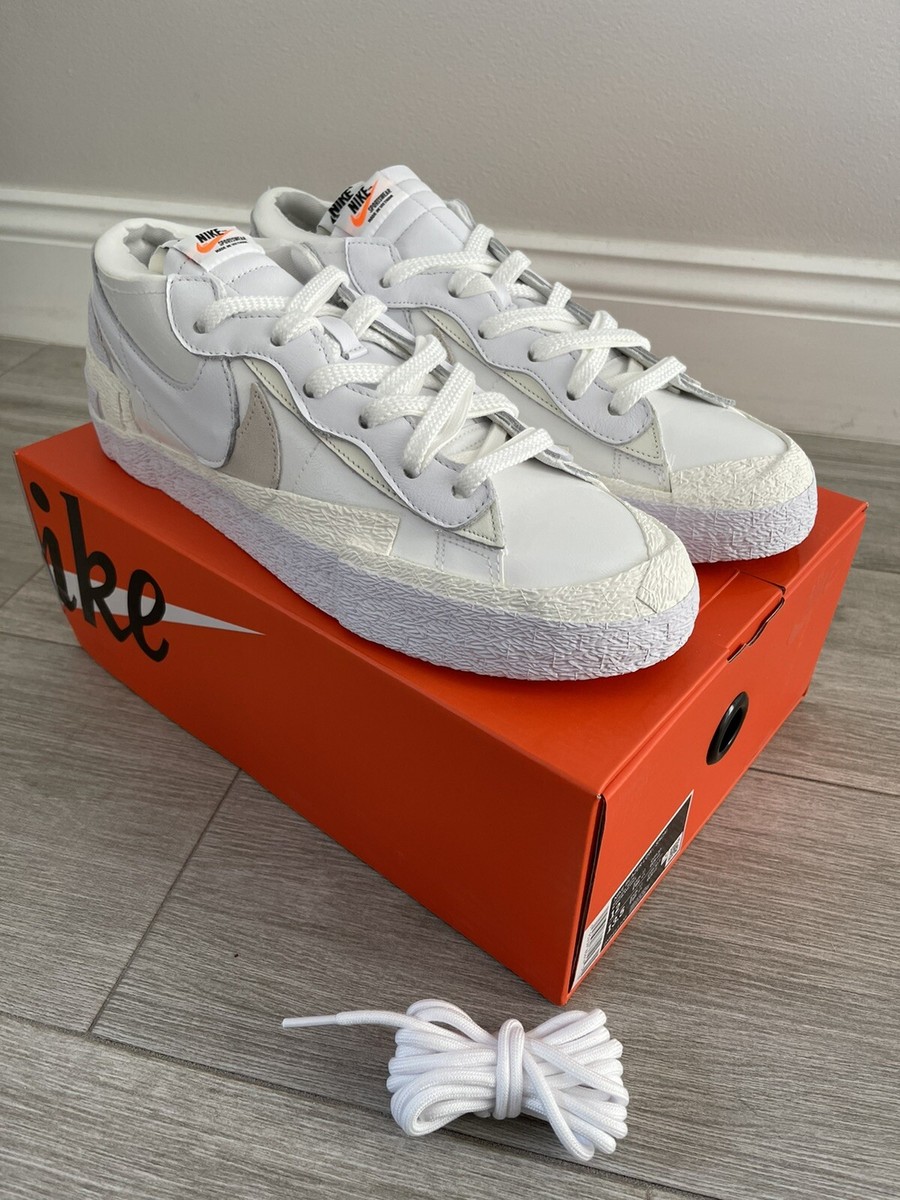Men's Sacai Nike Blazer Low White Patent Leather DM6443-100