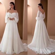 Boho A-Line Wedding Dresses Strapless Long Sleeved Backless Beach Bridal Gowns