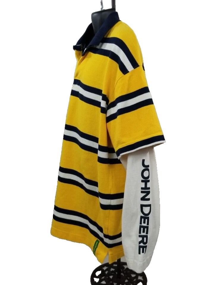 Camisa de manga larga John Deere para niños a rayas azul, amarillo y blanco mediana (10/12) Foto 2 de 4