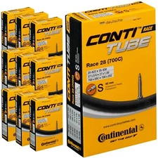 Continental Race 28 Road Bike Inner Tubes - Presta 42mm (Pack of 10),Black,70...