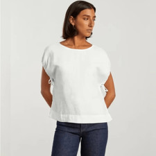 EVERLANE The Drawstring Tunic in White Linen