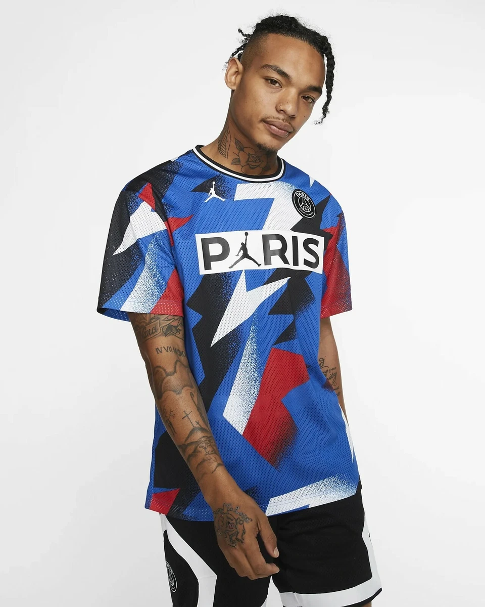 JORDAN PSG PARIS SAINT-GERMAIN MESH BASKETBALL JERSEY RED BLUE BLACK AUTHENTIC