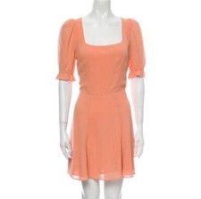 Reformation Peach Square Neck 4 Small Puff Midi Fairy Boho Wedding Formal Dance