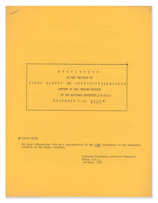 Resolution on the Question of Negro Rights and Self-Determination Adopted 1959