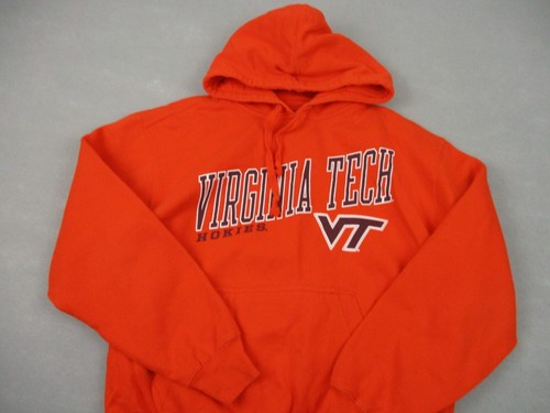 Virginia Tech Hokies Hoodie Men Medium Orange Big Cotton Sweatshirt Pullover M - Picture 2 of 7