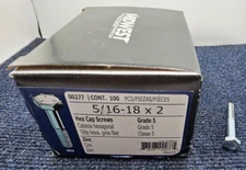 (QTY 100) Midwest 00277 5/16"-18 x 2" Zinc Grade 5 Hex Cap Screw
