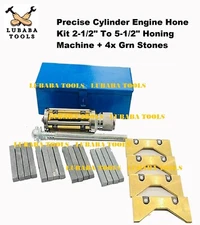 Precise Cylinder Engine Hone Kit 2-1/2" To 5-1/2" Honing Machine + 4x Grn Stones