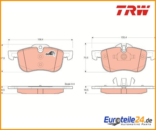 Brake pad set, disc brake Cotec TRW GDB1374 for MG