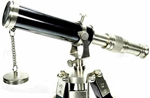 Handmade Brass Metal Spyglass Telescope with Black Stand Tripod Stand 9 Inc - Picture 3 of 3