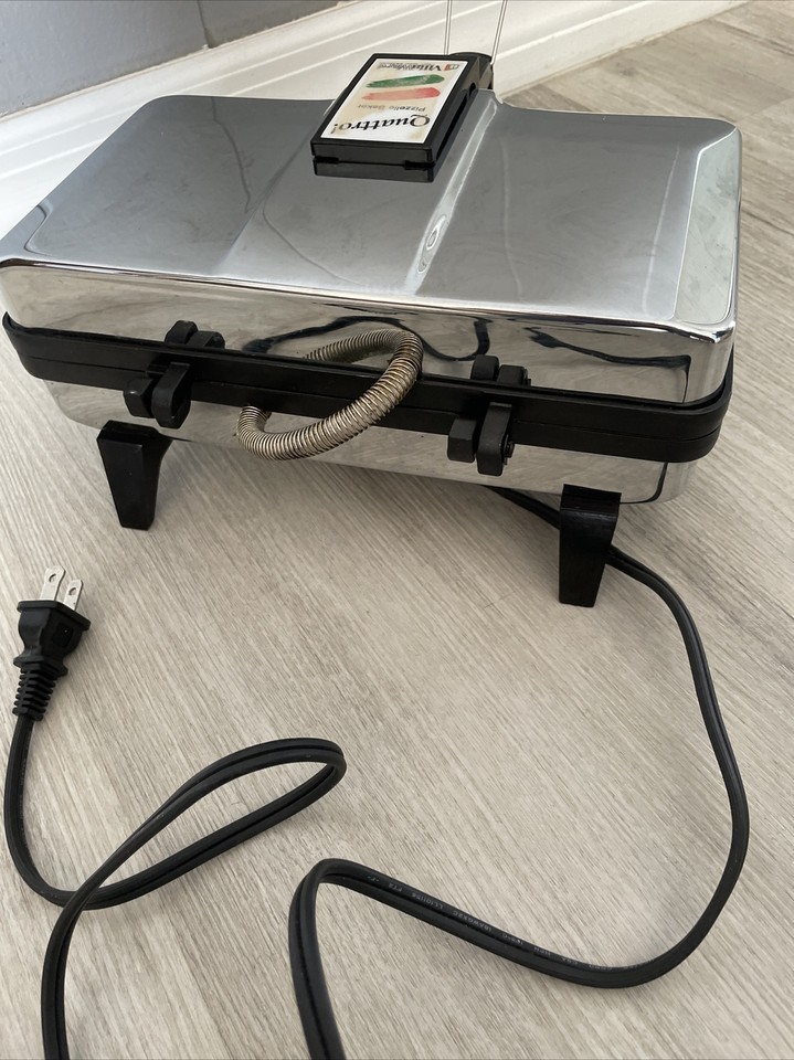 🔥VillaWare Chrome Quattro Pizzelle Baker Maker Iron 3850 750W Non Stick