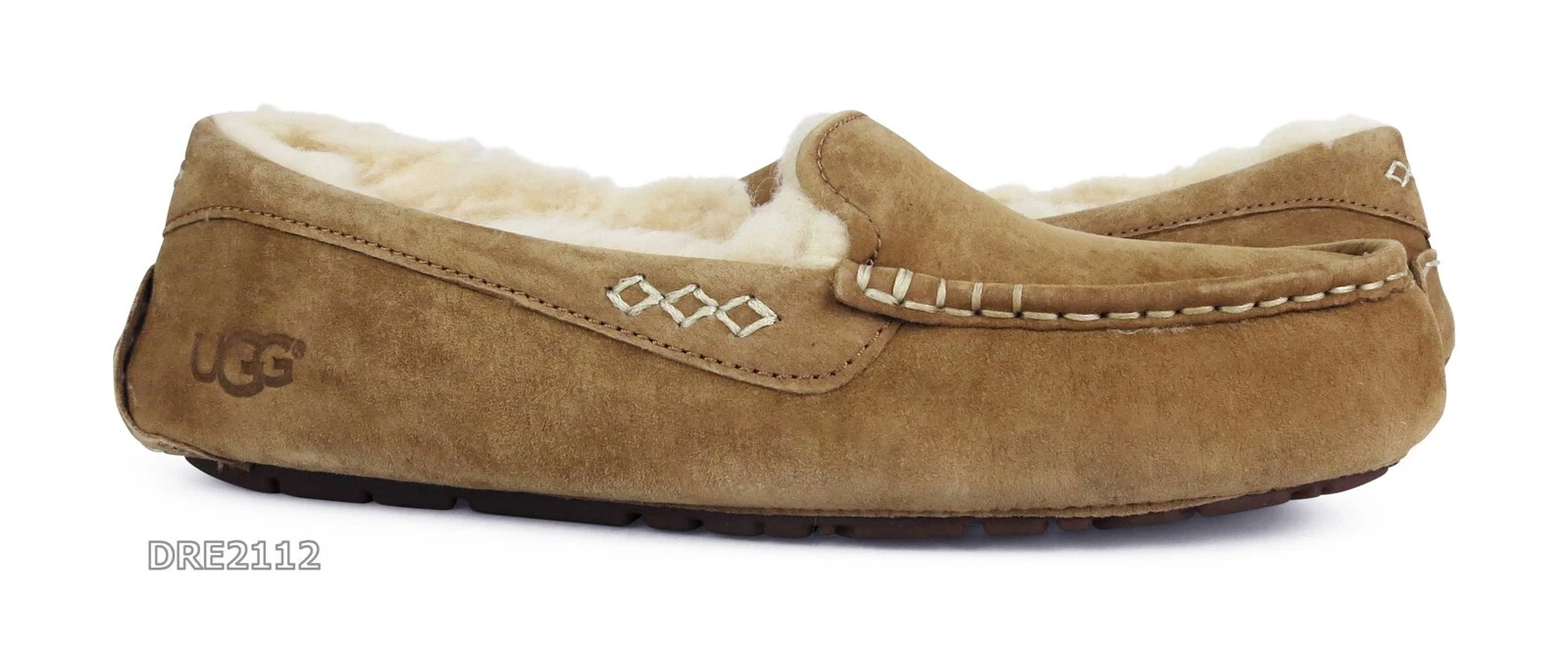UGG Ansley Ciabatte da donna in pelliccia scamosciata di castagno taglia 6 nuove con scatola 