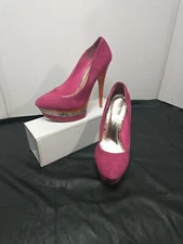 Bakers Woman's SZ 10 M Pink Orange Suede Snakeskin Pumps