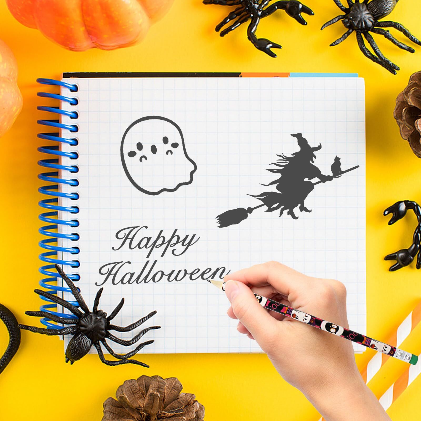 80-Piece Halloween Pencils Bulk Pack with Erasers - Colorful Wooden Pencils for Spooky Fun