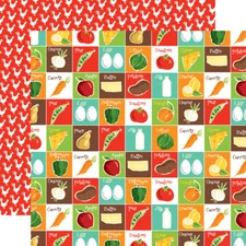2 Sheets of Carta Bella Paper FARM TO TABLE 12x12 Cardstock - Pantry Party