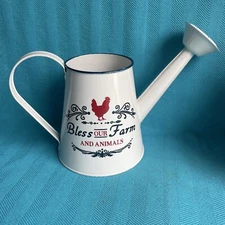 Vintage Primitive Watering Can Rooster Farmhouse Bless our Farm Animals❤️blt39j2