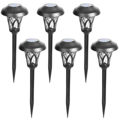 6 Pack Outdoor Glass Lights Solar Pathway Garden Yard Landscape Driveway Lights