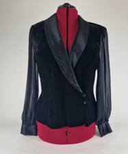 Alex Evenings 80s Vintage Black Velvet Shoulder Pad Jacket Women's Size Xl Uk 16