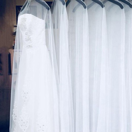 Long Transparent Soft Tulle Dust Cover Home Clothes Wedding Dress Protector+ - Imagen 9 de 15